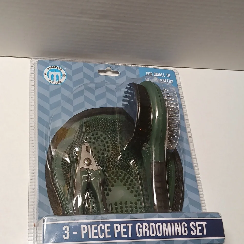 Pet Grooming 3 Piece Set Black Green 3-Way For Small to Medium Breeds NWT